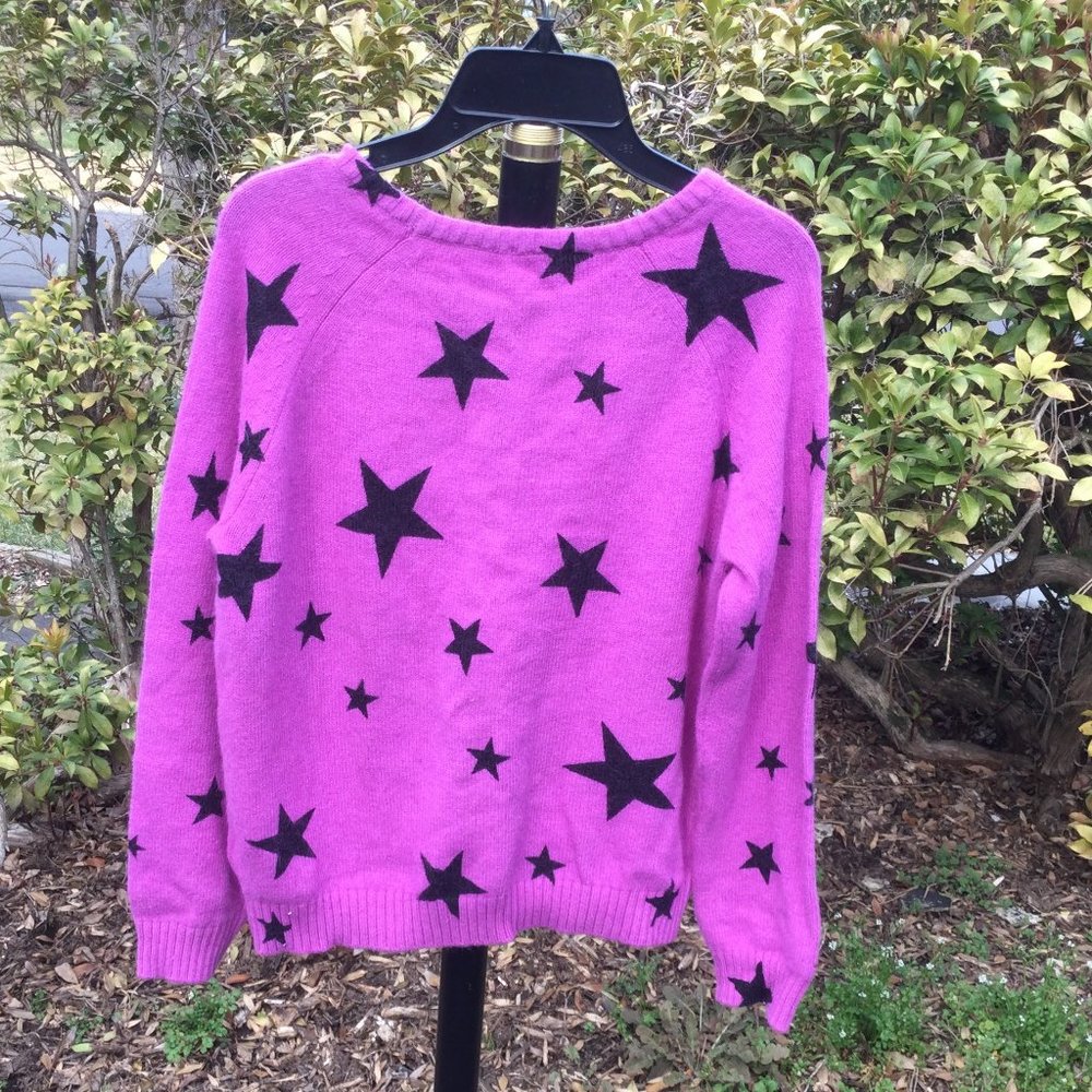 Black Star on Pink Raglan Long Sleeve Sweater
